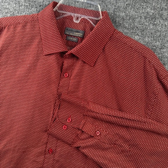 Black Label by Ruffini Other - Black Label by Ruffini Italy Mens XL Slim Fit Burgundy Diamond Print Button Down